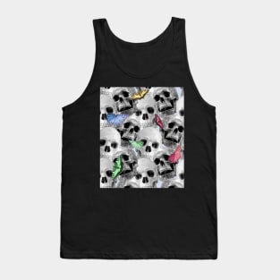 Skull Butterfly, Skulls And Rainbow Butterflies Tank Top